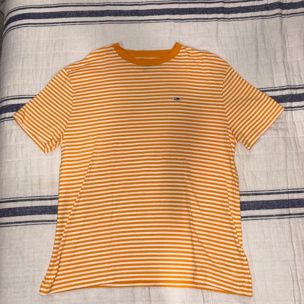 Tommy Hilfiger Orange and White Striped Tee